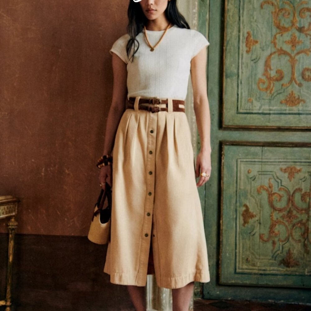 Sezane Clarina Skirt in Safari Beige size 36